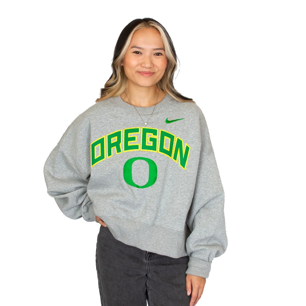 Classic Oregon O, Nike, Grey, Pullover, Cotton Blend, Women, Phoenix, Oversized, Sweatshirt, 954291